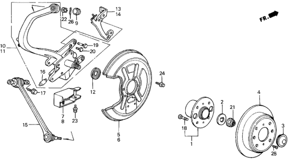 1988 Acura Legend Rear Knuckle - Brake Disk Diagram