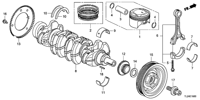 2012 Acura TSX Piston Set A (STD) Diagram for 13010-RL5-A00