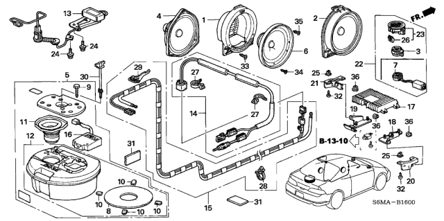 2006 Acura RSX 3 Door BASE KA 5AT Antenna - Speaker Diagram
