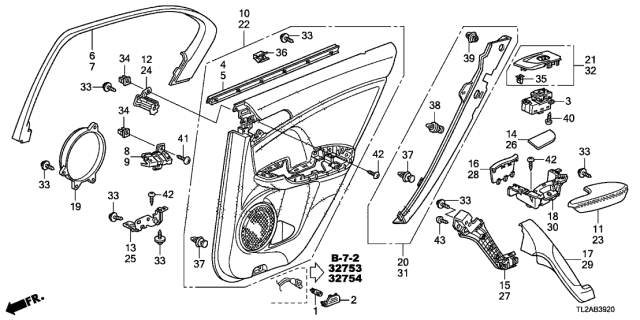 2014 Acura TSX Left Rear Door Lining Armrest (Type A) Diagram for 83752-TL0-G22ZH