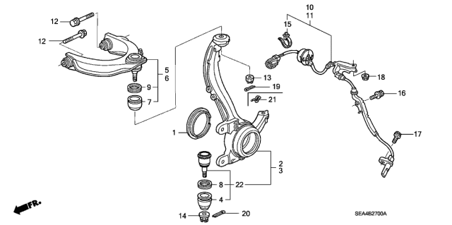 2004 Acura TSX Left Front (Upper) Arm Diagram for 51460-SDA-A01