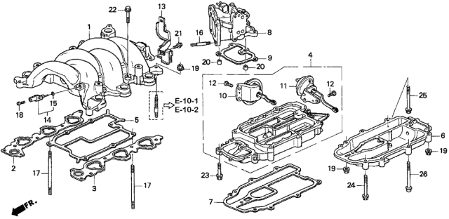 1997 Acura TL Passenger Side Intake Manifold Gasket (Nippon Leakless) Diagram for 17105-P5G-004