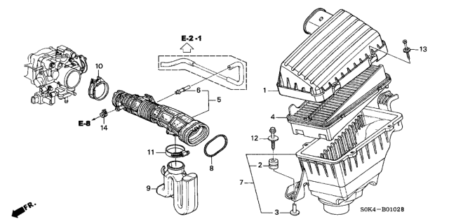 2002 Acura TL 4 Door TL (NAVI) KA 5AT Air Cleaner Diagram