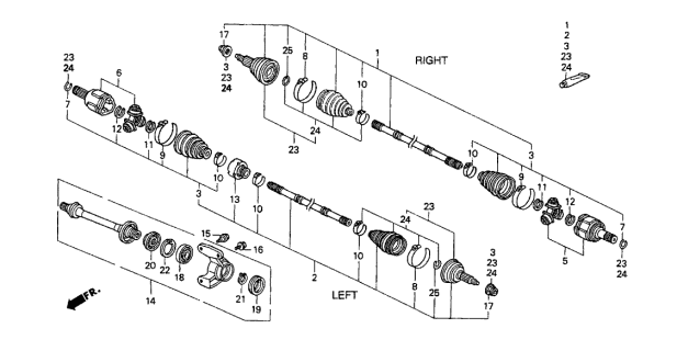 1997 Acura CL Passenger Side Driveshaft Set Diagram for 44010-SV1-951