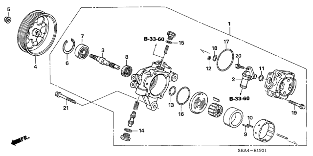 2007 Acura TSX Power Steering Pump Sub-Assembly Diagram for 56110-RBB-E02
