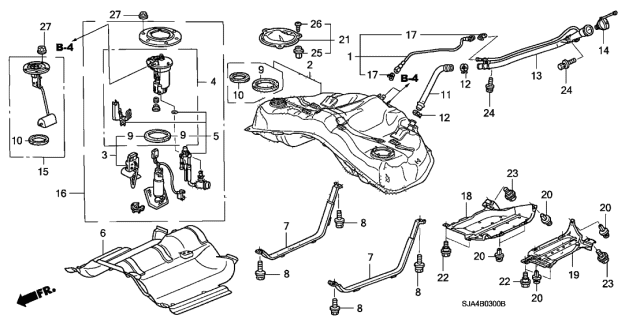 2007 Acura RL Fuel Filter Set Diagram for 17048-SJA-A00