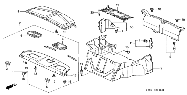 1999 Acura CL Cap, Right Rear Seat Belt Hole (Mild Beige) Diagram for 84502-SY8-A00ZC