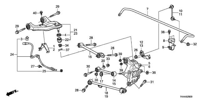 2013 Acura TL Right Rear Control Arm Diagram for 52340-TA0-A00