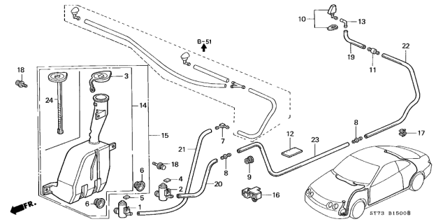 1997 Acura Integra 3 Door GS-R KA 5MT Windshield Washer Diagram