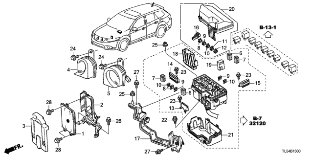 2014 Acura TSX Control Unit - Engine Room Diagram 1