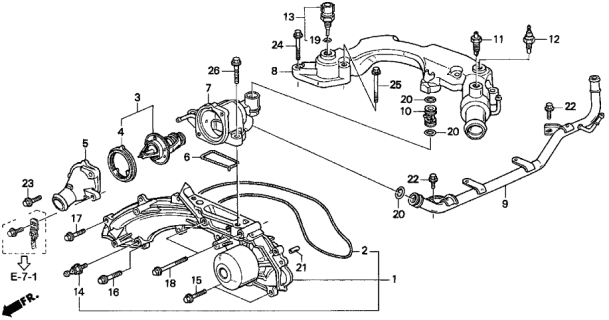 1996 Acura TL Thermostat Case Diagram for 19320-P5G-000