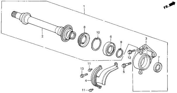 1990 Acura Legend 4 Door L (MOQUETTE) KA 4AT Half Shaft Diagram