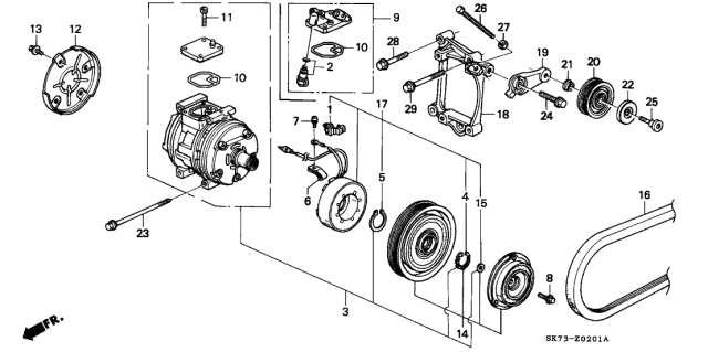 1992 Acura Integra A/C Compressor Diagram 2