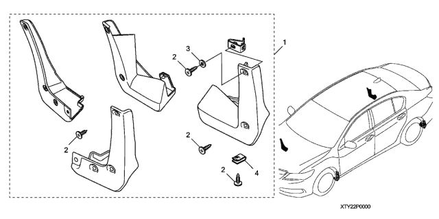 2020 Acura RLX Splash Guards Diagram