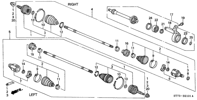 2000 Acura Integra Joint Set,Outboard Diagram for 44014-ST7-C61