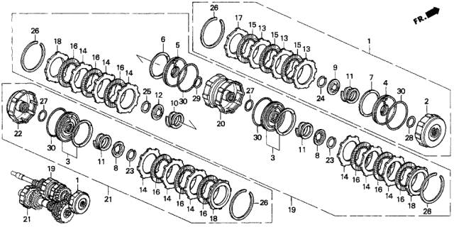 1994 Acura Integra Spring, Low Clutch Disk Diagram for 22538-PG4-003
