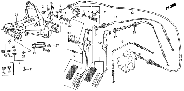 1988 Acura Integra Throttle Cable Diagram for 24360-PM7-903