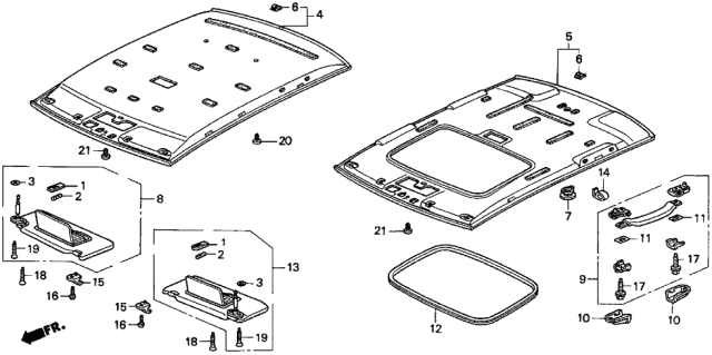 1995 Acura TL Roof Lining Diagram