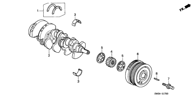 2003 Acura NSX 2 Door NSX-T KA 4AT Crankshaft - Pulley Diagram