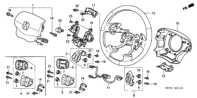 2004 Acura TL Switch Assembly, Hands Free Telephone Diagram for 35890-SEP-A01