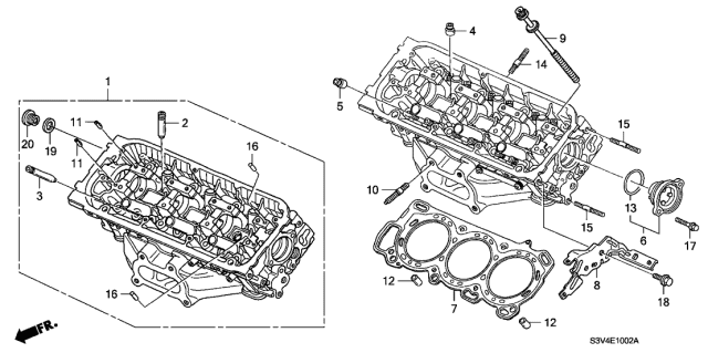 2004 Acura MDX 5 Door TOUR (PKG-NAV) KA 5AT Front Cylinder Head Diagram