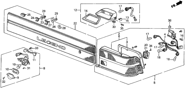1986 Acura Legend 4 Door LX KA 5MT Taillight Diagram