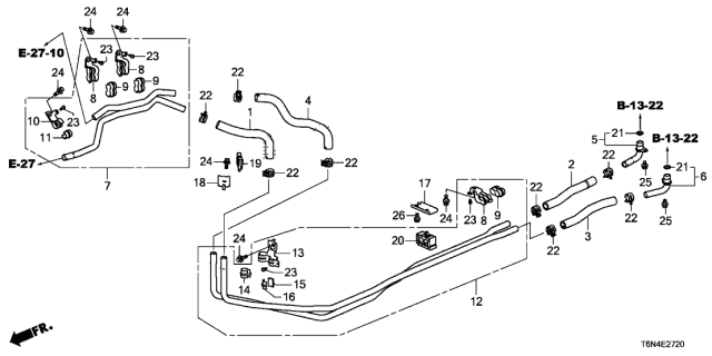 2019 Acura NSX Hose B, Middle Diagram for 1J405-58G-A00