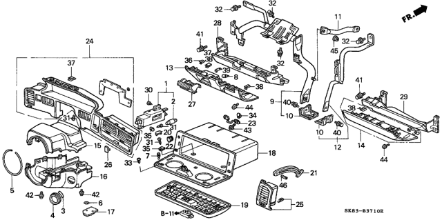 1991 Acura Integra Cover Assembly, Passenger Instrument (Lower) (Palmy Gray) Diagram for 77220-SK7-A03ZE