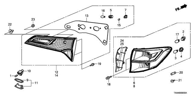 2014 Acura RDX Taillight - License Light Diagram