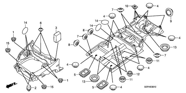 2008 Acura TL 4 Door BASE (NAVIGATION) KA 5AT Grommet (Front) Diagram