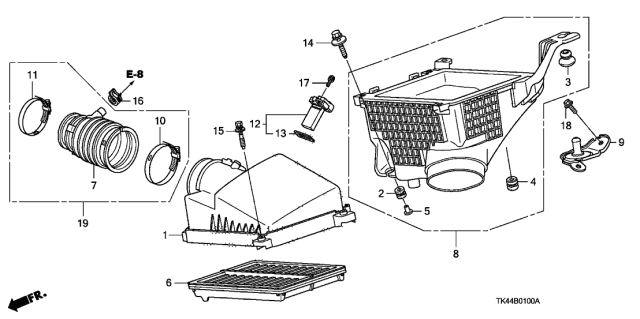 2011 Acura TL Air Cleaner Cover Diagram for 17211-RK2-A01