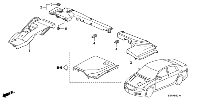 2008 Acura TL Cowl Top Driver Extension Diagram for 74226-SEP-A10