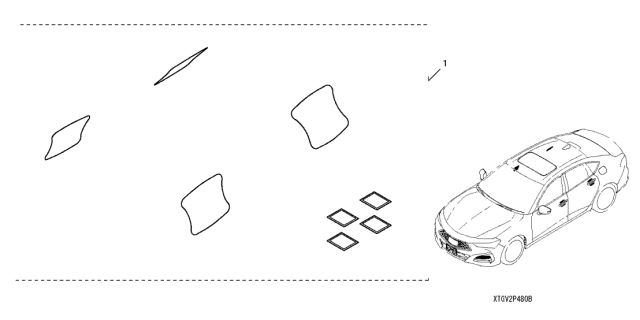 2021 Acura TLX 4 Door ADV KA XAT Door Handle Film Diagram