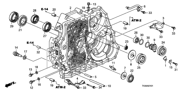 2011 Acura TL AT Torque Converter Case (4WD) Diagram