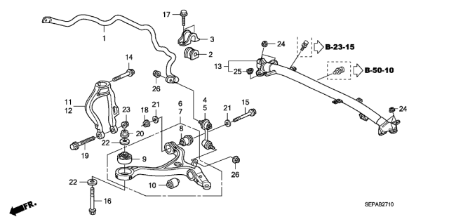 2008 Acura TL 4 Door BASE (NAVIGATION) KA 5AT Front Lower Arm Diagram