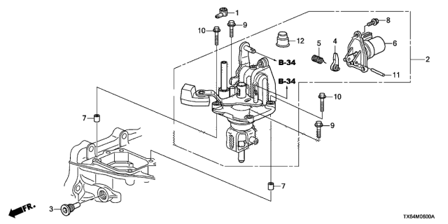 2013 Acura ILX MT Shift Lever Diagram