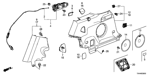 2014 Acura RDX 5 Door TECH (2WD) KA 6AT Side Lining Diagram