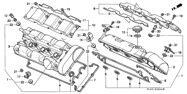 2000 Acura NSX Cylinder Head Cover Diagram
