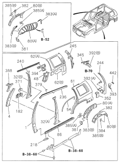 1999 Acura SLX Reinforcement, Driver Side C Post Diagram for 8-97111-054-2