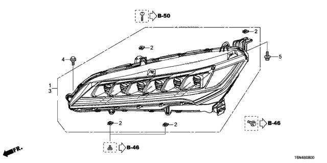 2019 Acura NSX Right Headlight Assembly Diagram for 33100-T6N-A01