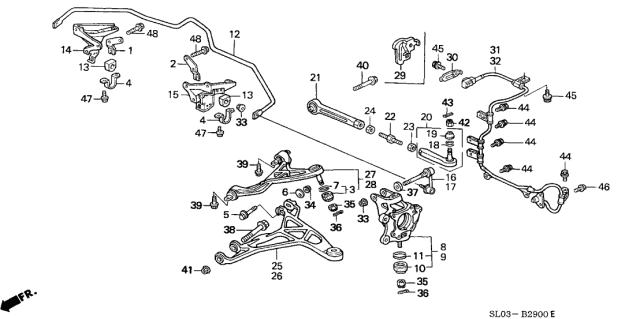 1998 Acura NSX Left Rear Link Assembly Diagram for 52320-SL0-013
