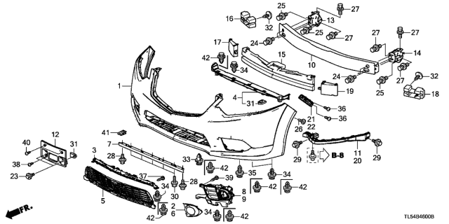2013 Acura TSX 5 Door TECH KA 5AT Front Bumper Diagram