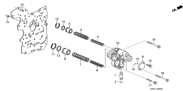 1998 Acura CL 2 Door BAS2.3 KA 4AT AT Accumulator Body Diagram