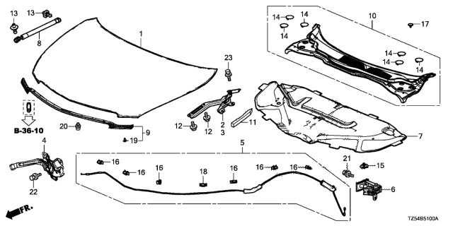 2014 Acura MDX Engine Hood Diagram