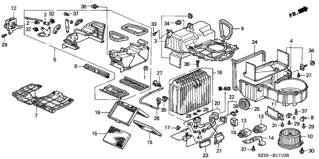 1998 Acura RL Fresh/Recirculating Motor Assembly Diagram for 79350-SZ3-A01