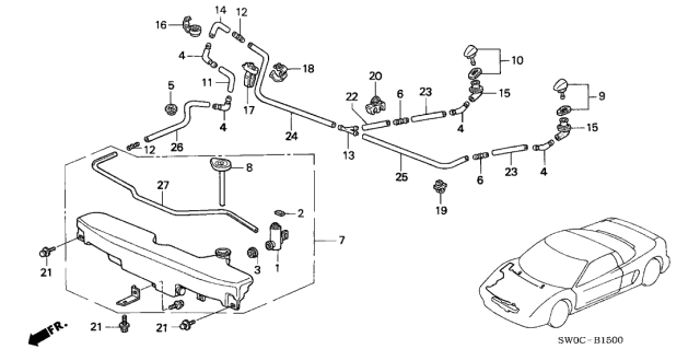 2004 Acura NSX Washer Nozzle Assembly (Rio Yellow Pearl) (Passenger Side) Diagram for 76815-SL0-A01YG