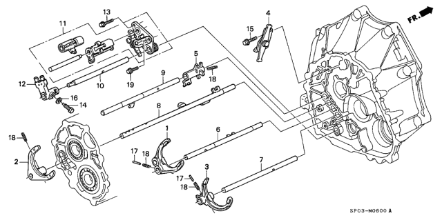 1992 Acura Legend 4 Door STD KA 5MT MT Shift Fork Diagram