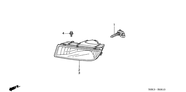 2003 Acura TL Driver And Passenger Fog Lights Lamps Replacement Diagram for 33901-S0K-A12