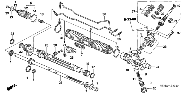 2006 Acura RSX Steering Rack Diagram for 53626-S6M-A03