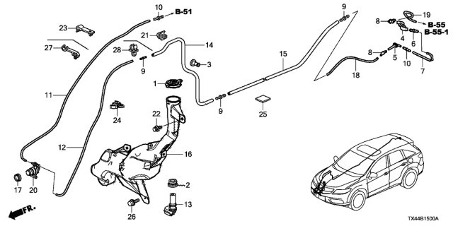 2018 Acura RDX Windshield Washer Diagram